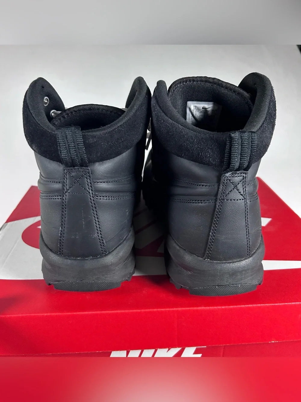 Nike Manoa Leather Boot Water Resistant Triple Black Men's Size 13 HF7095-001